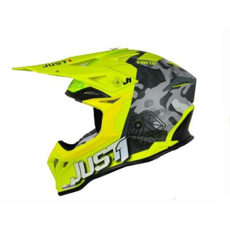 Moto přilba JUST1 J39 KINETIC matná camo červeno/limetkovo/fluo žlutá
