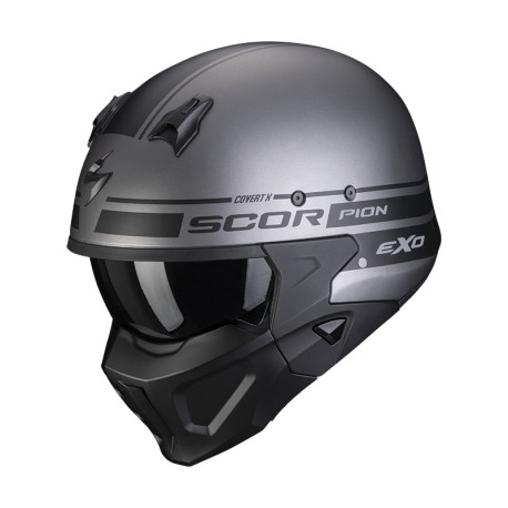 Moto přilba SCORPION COVERT-X TUSSLE matná stříbrno/černá