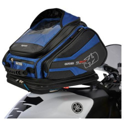 Tankbag na motocykl Q30R QR, OXFORD (černý/modrý, s rychloupínacím systémem na víčka nádrže, objem 30 l)