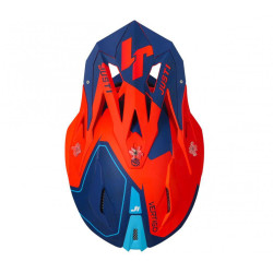 Moto přilba JUST1 J18 VERTIGO matná modro/bílo/fluo oranžová
