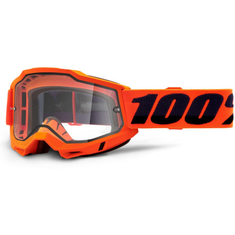 ACCURI 2, 100% Enduro Moto brýle Orange, čiré Dual plexi