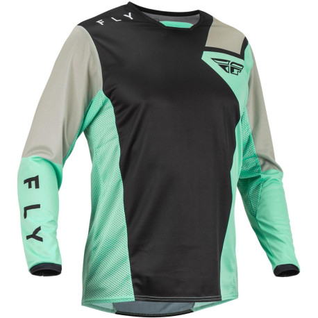 Dres KINETIC JET, FLY RACING - USA 2023 (černá/mint/šedá)