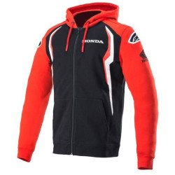Mikina na zip s kapucí HONDA, ALPINESTARS (červená/černá)