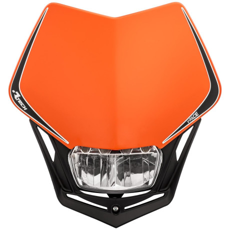 UNI přední maska včetně světla V-Face FULL LED, RTECH (oranžová/černá)