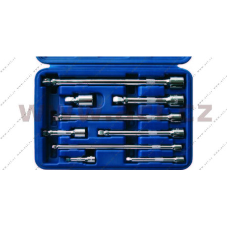 Sada prodlužovacích nástavců s kloubem 1/4", 3/8", 1/2", vychýlení o 15°, 9 ks
