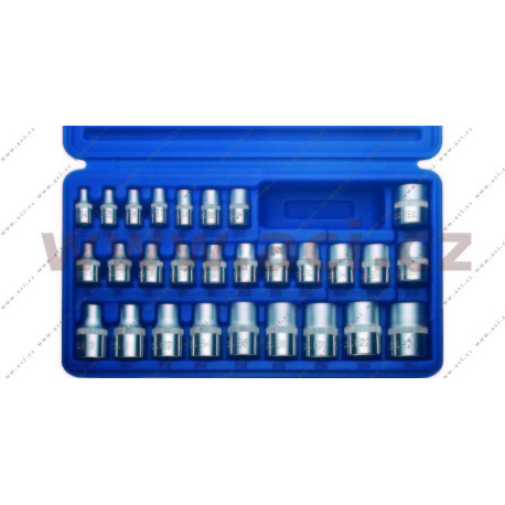 Sada nástavců 1/4", 3/8", 1/2" (E-Profil, vnitřní "hvězdička"), 28 ks