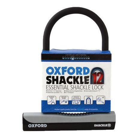 Zámek U profil Shackle 12, OXFORD (šedý/černý, 245 x 190 mm, průměr čepu 12 mm)