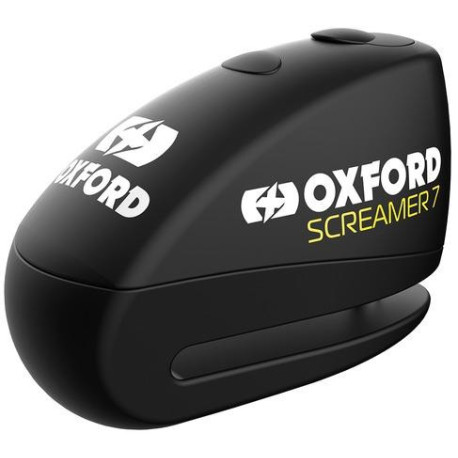 Zámek kotoučové brzdy SCREAMER 7, OXFORD (integrovaný alarm, černý/černý, průměr čepu 7 mm)