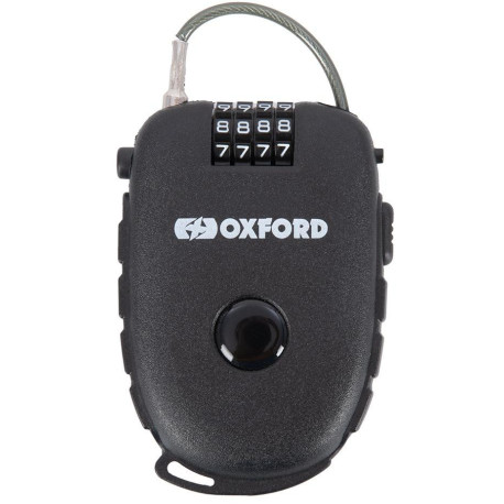 Svinovací lankový zámek RETRACTABLE COMBINATION LOCK, OXFORD (délka 0,75 m, tl. 2,4 mm, černý)