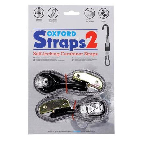 Popruhy CARABINER STRAPS nastavitelné a zesílené, OXFORD (šedé, šířka 25 mm)