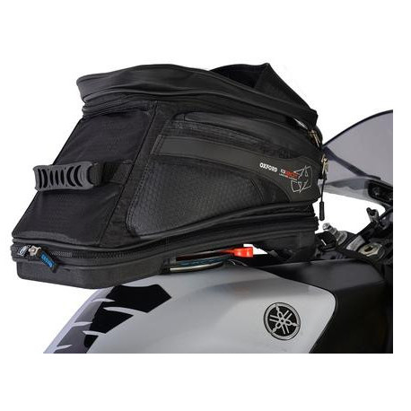 Tankbag na motocykl Q20R Adventure QR, OXFORD (černý, s rychloupínacím systémem na víčka nádrže, objem 20 l)