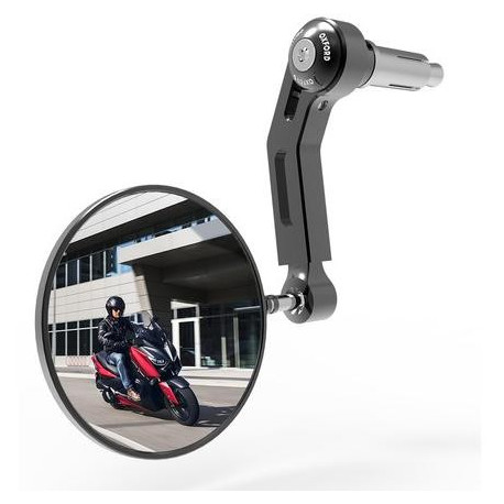 Zpětné zrcátko univerzální do konců řidítek Premium ALU, OXFORD (černé, průměr zrcátka 94 mm) aplikace L
