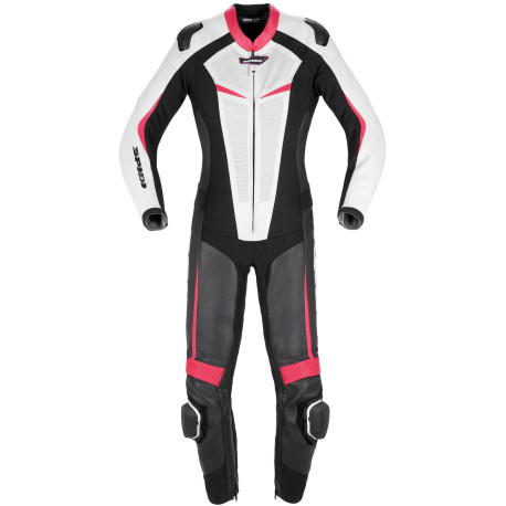 Jednodílná kombinéza TRACK LADY PERFORATED PRO, SPIDI, dámská (černá/bílá/růžová)