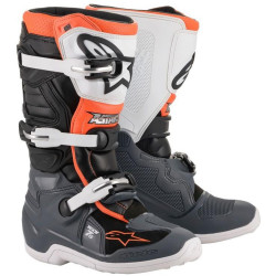 Boty TECH 7 S, ALPINESTARS, dětské (černá/šedá/bílá/oranžová fluo) 2023