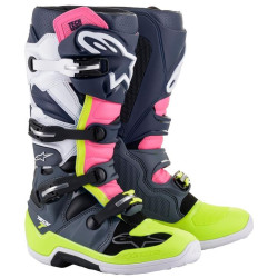 Boty TECH 7, ALPINESTARS (černá/modrá/růžová/žlutá fluo)