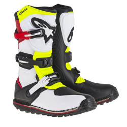 Boty TECH TRIAL, ALPINESTARS (bílá/červená/žlutá fluo/černá) 2026