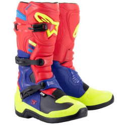 Boty TECH 3, ALPINESTARS (červená/modrá/žlutá fluo/černá) 2026