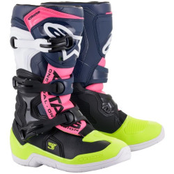 Boty TECH 3S YOUTH, ALPINESTARS, dětské (černá/modrá/růžová/žlutá fluo)