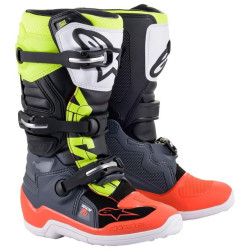 Boty TECH 7 S, ALPINESTARS, dětské (šedá/červená fluo/žlutá fluo) 2023