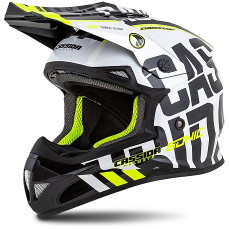 Přilba Cross Cup Sonic, CASSIDA (černá/bílá/žlutá fluo/šedá) 2023