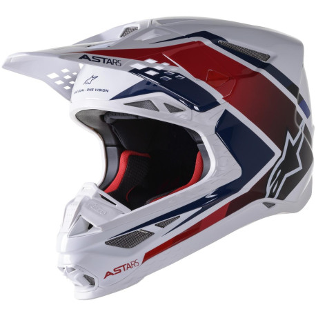 Přilba SUPERTECH S-M10 CARBON META2, ALPINESTARS (bílá/červená/modrá lesklá) 2023