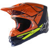 Přilba SUPERTECH S-M8 FACTORY, ALPINESTARS (tmavá modrá/oranžová/žlutá fluo lesklá) 2023