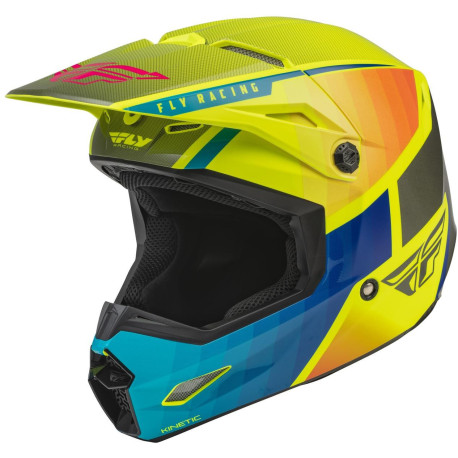 Přilba KINETIC DRIFT, FLY RACING - USA (modrá/hi-vis/šedá)