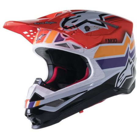Přilba SUPERTECH S-M10 edice TROY LEE DESIGNS, ALPINESTARS (oranžová/žlutá/fialová/bílá/černá) 2023