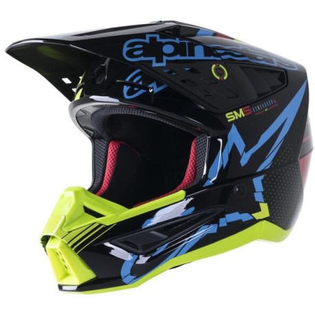 Přilba S-M5 ACTION, ALPINESTARS (žlutá fluo/černá/modrá/tmavě červená) 2023