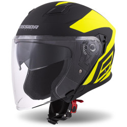 Přilba Jet Tech Corso, CASSIDA (černá matná/žlutá fluo)