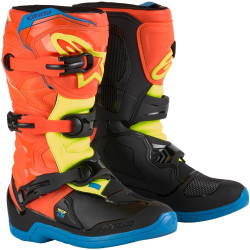 Boty TECH 3S YOUTH, ALPINESTARS, dětské (oranžová fluo/modrá/žlutá fluo/černá) 2024