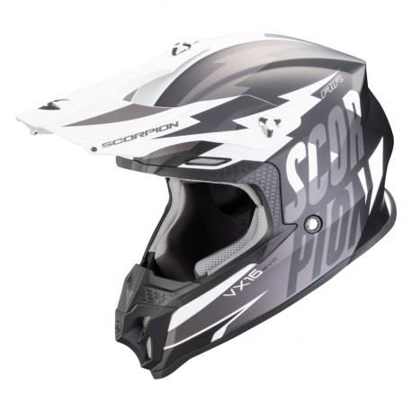 Moto přilba SCORPION VX-16 EVO AIR SLANTER matná černo/stříbrná