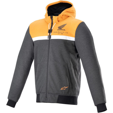 Bunda CHROME STREET HOODIE HONDA kolekce, ALPINESTARS (černá/šedá/oranžová) 2024