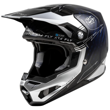 Přilba FORMULA S CARBON, FLY RACING - USA (modrá/stříbrná)