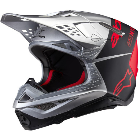 Přilba SUPERTECH S-M10 FLOOD, ALPINESTARS (stříbrná/černá matná/oranžová fluo) 2024