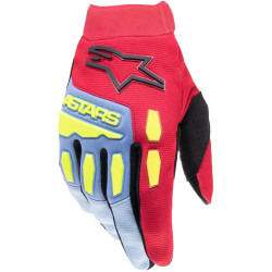 Rukavice FULL BORE, ALPINESTARS, dětské (světle modrá/červená/žlutá fluo/černá) 2024