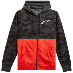 Mikina CAMO BLOCK HOODIE, ALPINESTARS (šedá camo/červená fluo)