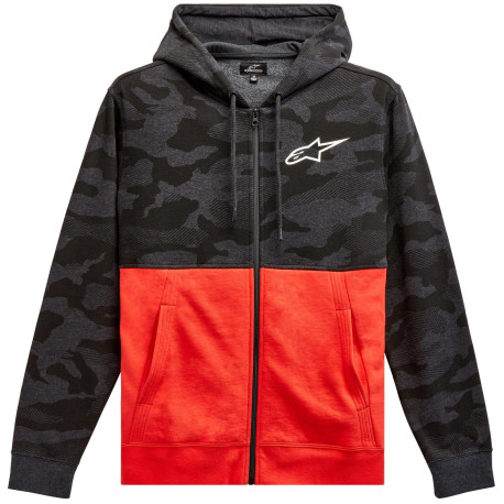 Mikina CAMO BLOCK HOODIE, ALPINESTARS (šedá camo/červená fluo)