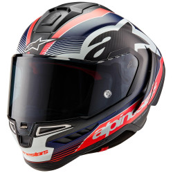 Přilba SUPERTECH R-10 TEAM, ALPINESTARS (matný karbon/červená fluo/modrá/bílá) 2024