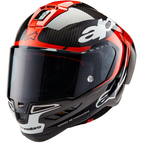 Přilba SUPERTECH R-10 ELEMENT, ALPINESTARS (karbon/červená fluo/bílá) 2024