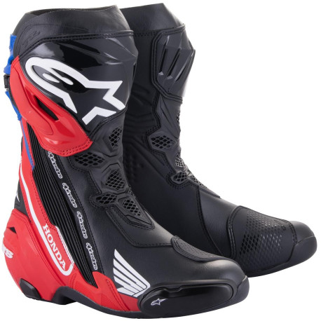 Boty SUPERTECH R HONDA kolekce, ALPINESTARS (černá/červená fluo/modrá/bílá) 2024