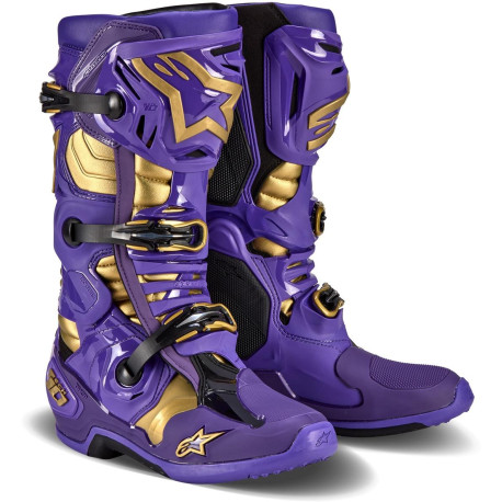 Boty TECH 10 limitovaná edice CHAMP, ALPINESTARS (fialová/zlatá) 2024