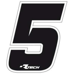 Samolepka číslo 5 velikost 11,5x14,5cm, RTECH (černé, 10 ks)