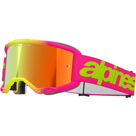 Brýle VISION 5 WORDMARK, ALPINESTARS (růžová/žlutá fluo, zrcadlové červené plexi) 2025