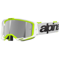 Brýle VISION 8 WORDMARK, ALPINESTARS (bílá/žlutá fluo, zrcadlové stříbrné plexi) 2025