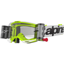 Brýle VISION 8 WORDMARK ROLL-OFF WIDE VISION, ALPINESTARS (bílá/žlutá fluo, čiré plexi a roll-off systém) 2025