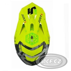 Kšilt JUST1 J39 KINETIC matný camo/červeno/limetkovo/fluo žlutý