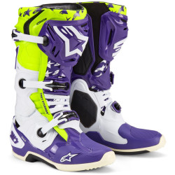 Boty TECH 10 limitovaná edice DIRT STUDIOS, ALPINESTARS (bílá/fialová/žlutá fluo)