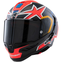 Přilba SUPERTECH R10 limitovaná edice JACK MILLER, ALPINESTARS (matný karbon/červená/modrá/žlutá/bílá)