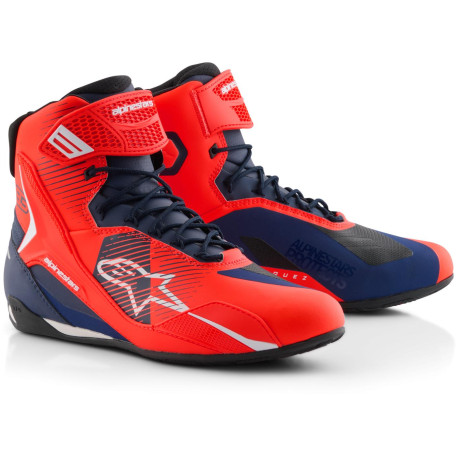 Boty FASTER-4 MM93 kolekce, ALPINESTARS (červená fluo/modrá/bílá) 2025